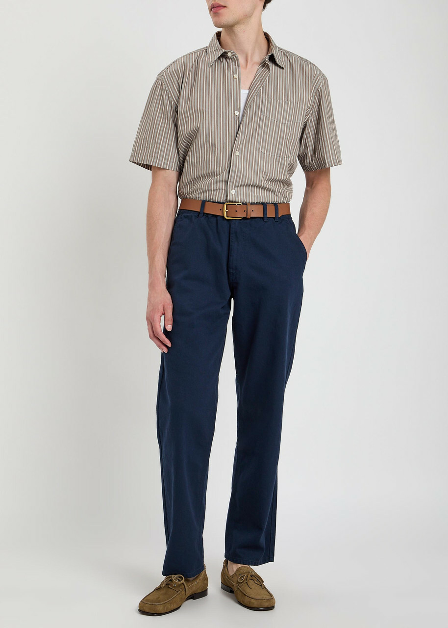Forét Striped Cotton Shirt Brown