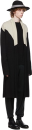 Frenckenberger Black & Beige Colorblocked Cashmere Long Cardigan