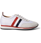 Thom Browne - Striped Suede and Leather-Trimmed Canvas Sneakers - Men - White