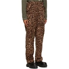Sacai Brown Wool Leopard Solid Shrivel Trousers