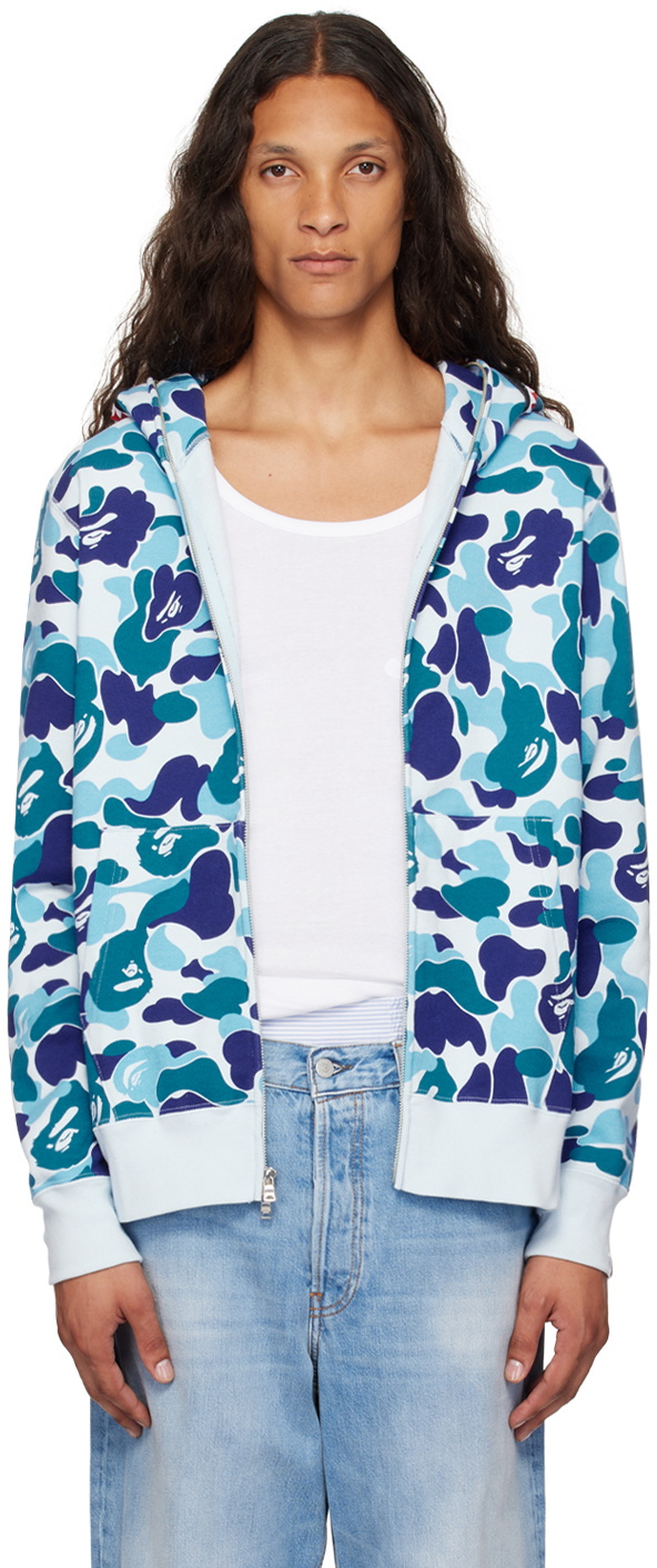 Bape blue camo shark hoodie best sale