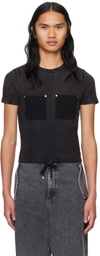 Dion Lee Black Sprayed Shrunken Rivet T-Shirt