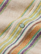 God's True Cashmere - Ruler Striped Recycled-Cashmere and Wool-Blend Gauze Shirt - Neutrals