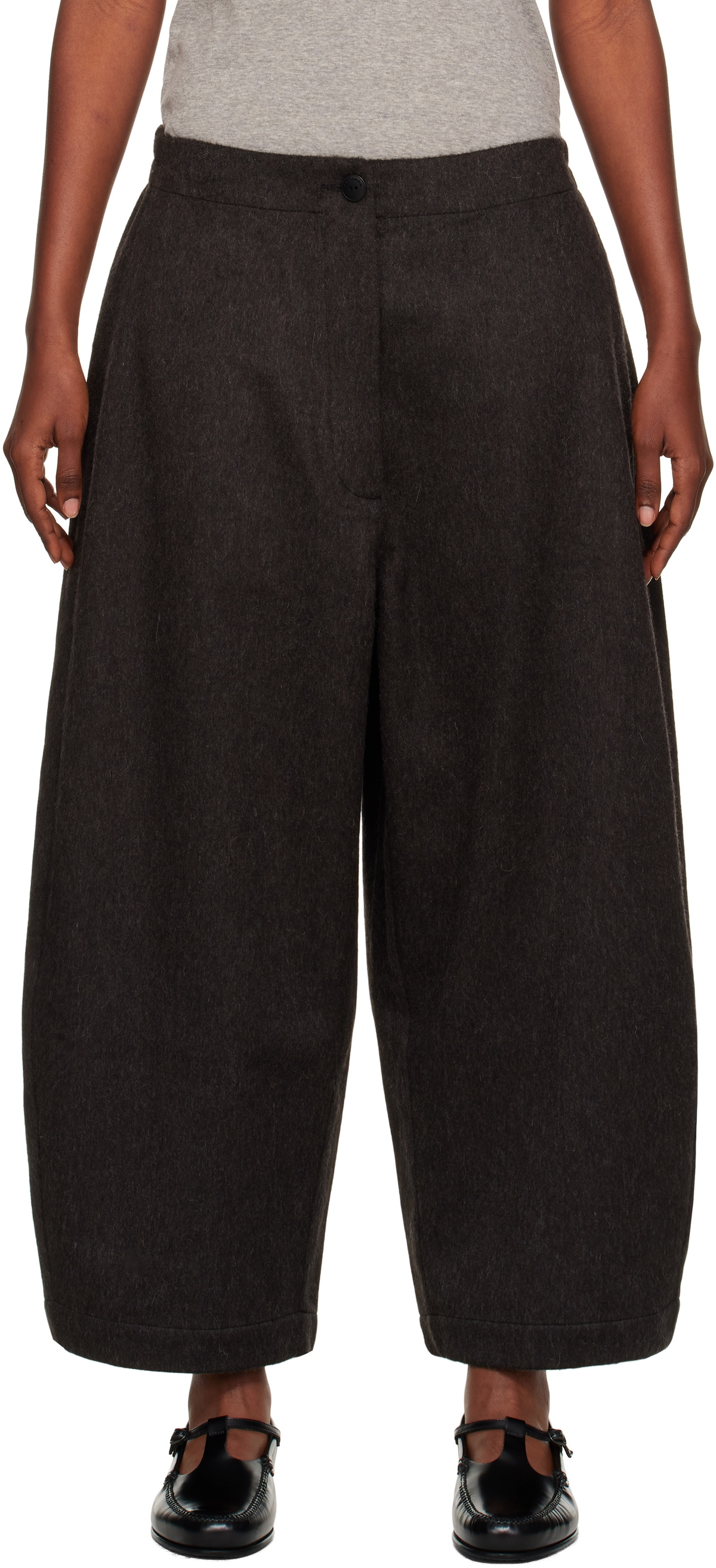 Cordera Brown Wool Curved Trousers