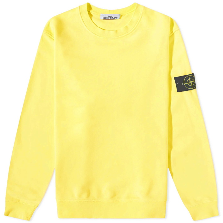 Photo: Stone Island Men's Garment Dyed Crew Neck Sweat in Yellow