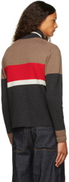 Wales Bonner Brown & Navy George Knit Zip-Up Sweater