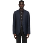 Maison Margiela Navy Wool Collarless Blazer