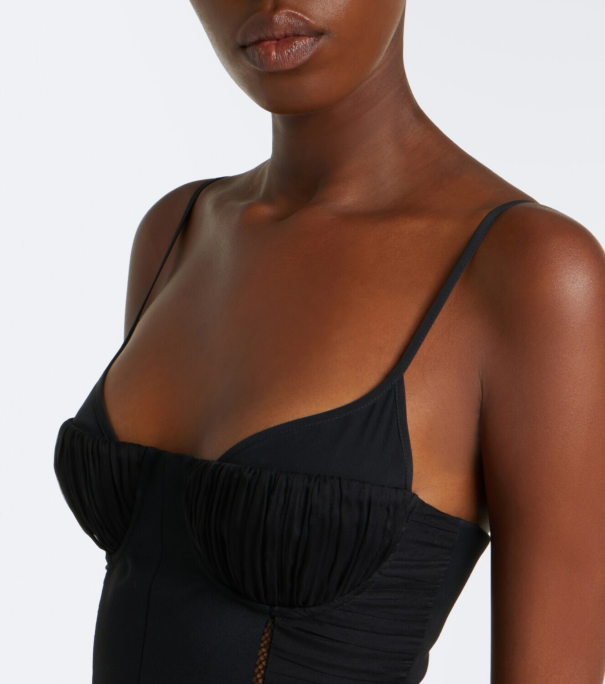 McQueen Paneled ruched wool cocktail dress
