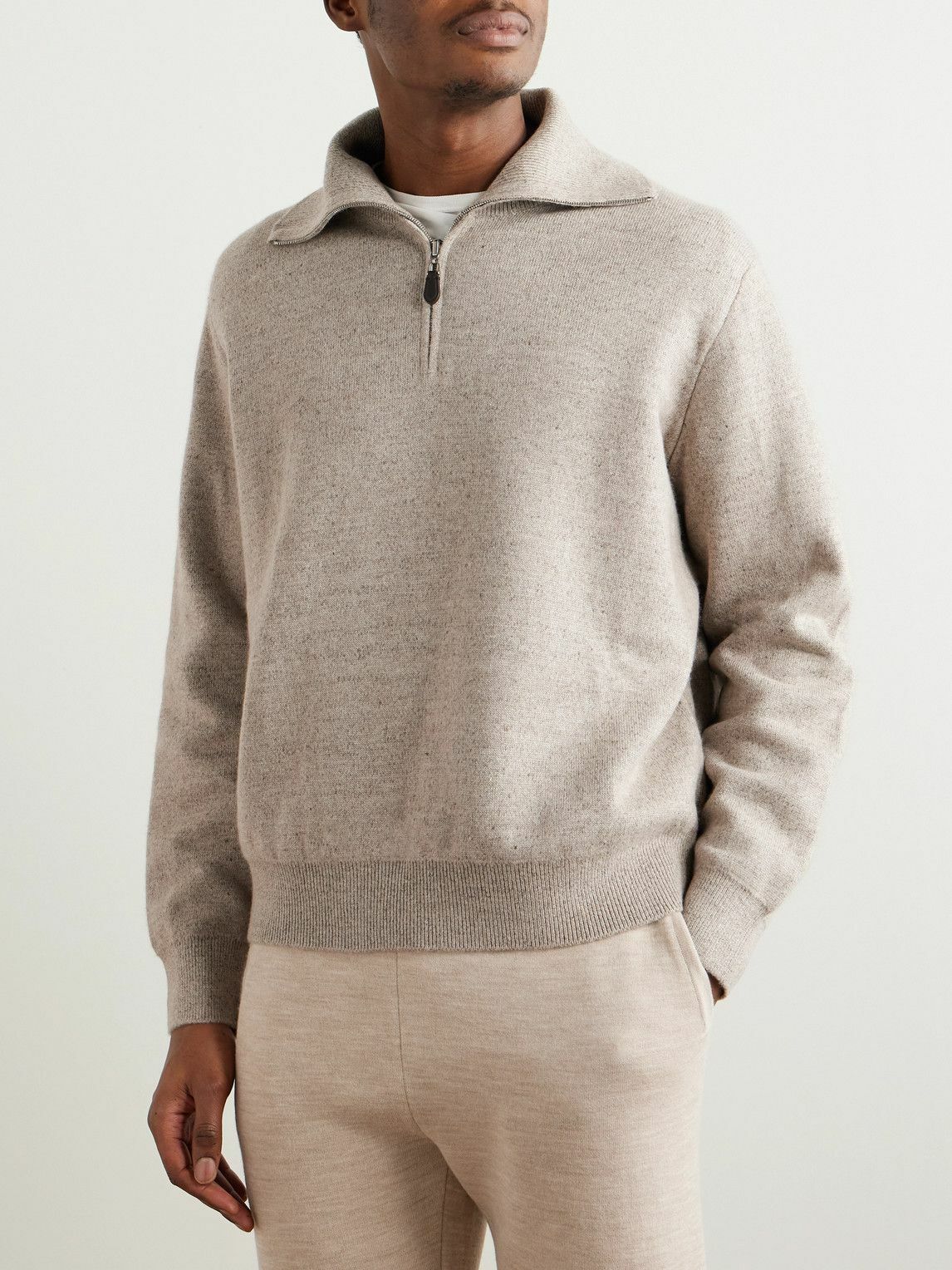 Loro Piana - Linen and Cashmere-Blend Zip-Up Sweater - Neutrals