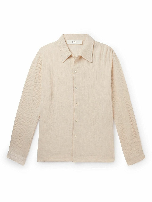 Photo: Séfr - Ripley Textured Organic Cotton-Blend Voile Shirt - Neutrals