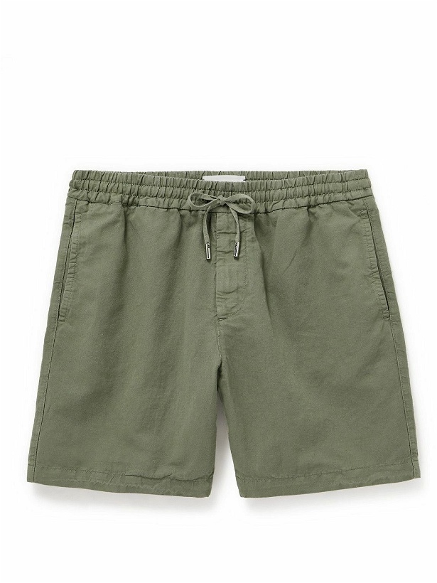 Photo: Mr P. - Straight-Leg Cotton and Linen-Blend Drawstring Shorts - Green
