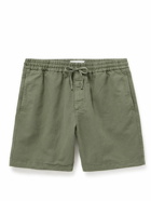 Mr P. - Straight-Leg Cotton and Linen-Blend Drawstring Shorts - Green