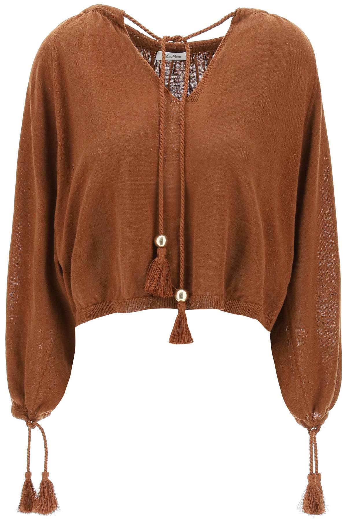 MAX MARA 'top quirite in linen knit Brown Max Mara