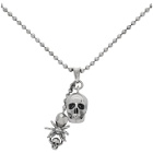 Alexander McQueen Silver Spider and Skull Necklace