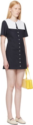 Sandy Liang Navy Rila Shirt Minidress