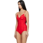 SHUSHU/TONG Red Ruched Bustier Cami Bodysuit