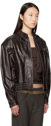 Paloma Wool Brown Mini Lora Leather Jacket
