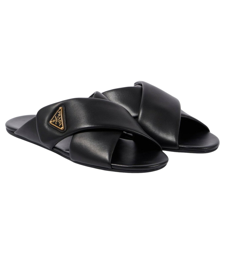 Photo: Prada Logo leather slides