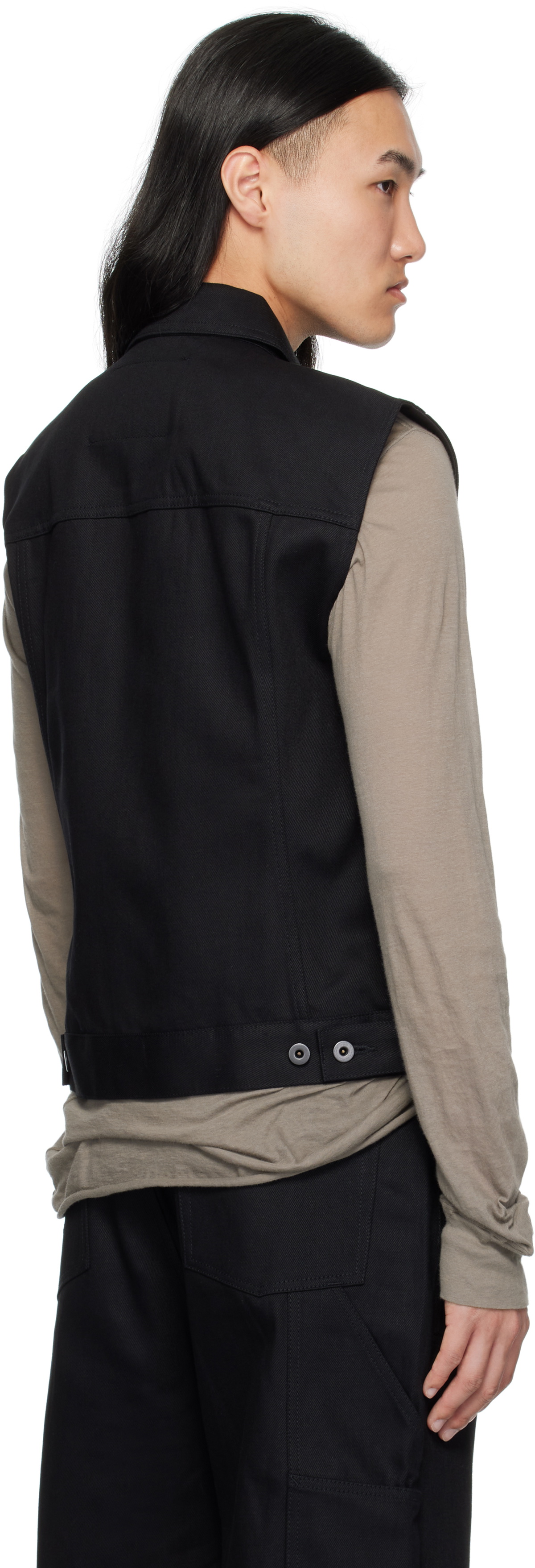 Rick Owens DRKSHDW Black Hollywood SL Trucker Denim Vest