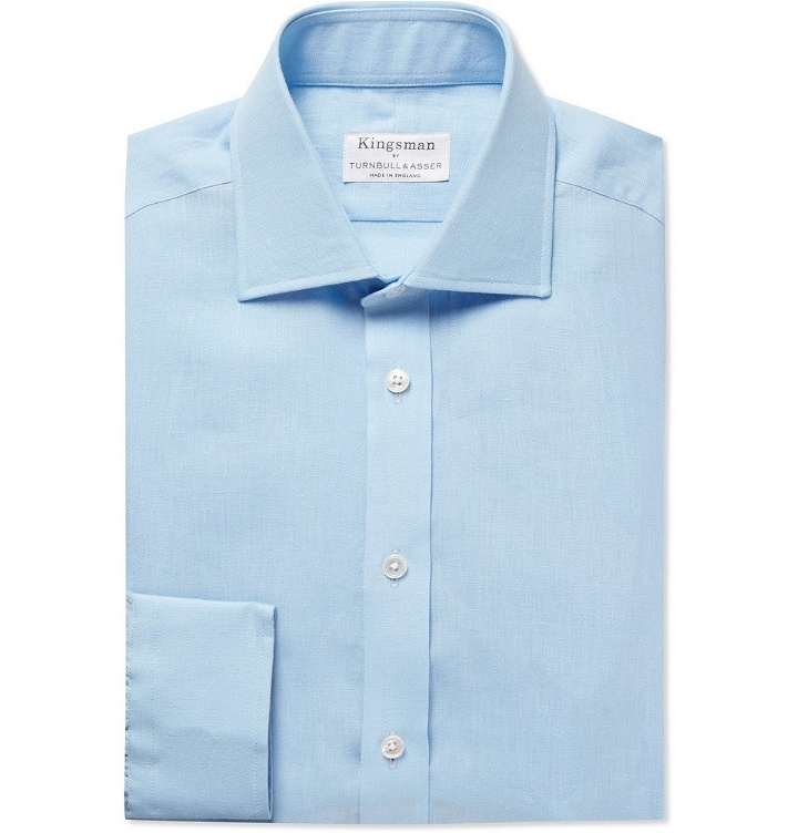 Photo: Kingsman - Turnbull & Asser Light-Blue Cutaway-Collar Linen Shirt - Light blue