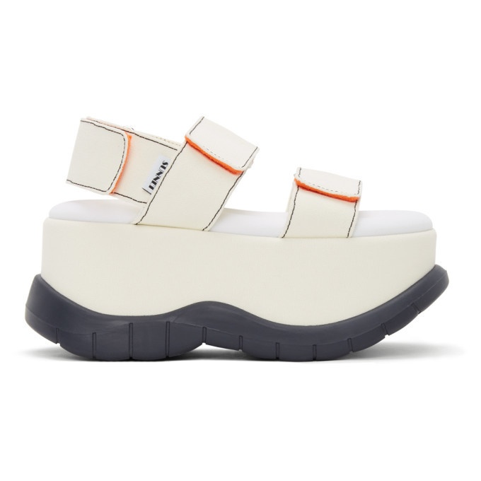 Photo: Sunnei Off-White Canvas Low Platform Sandals
