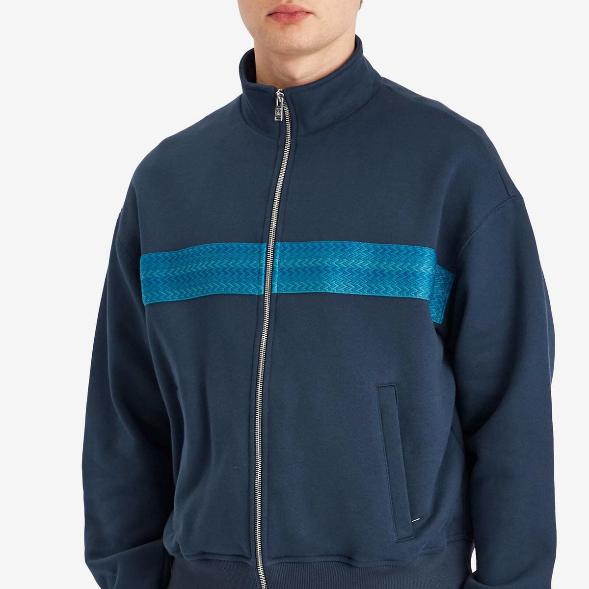 Lanvin Men's Curb Zipped Track Jacket in Petrol Blue Lanvin