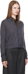 AURALEE Gray Kid Mohair Sheer Knit Shirt Cardigan