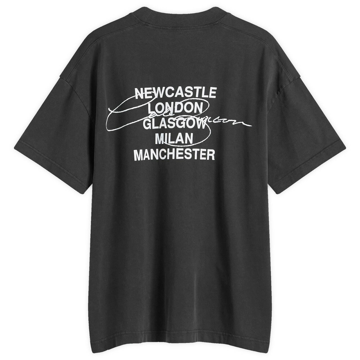 END. x Cole Buxton Signature City T-Shirt in Vitnage Black - Blue Text