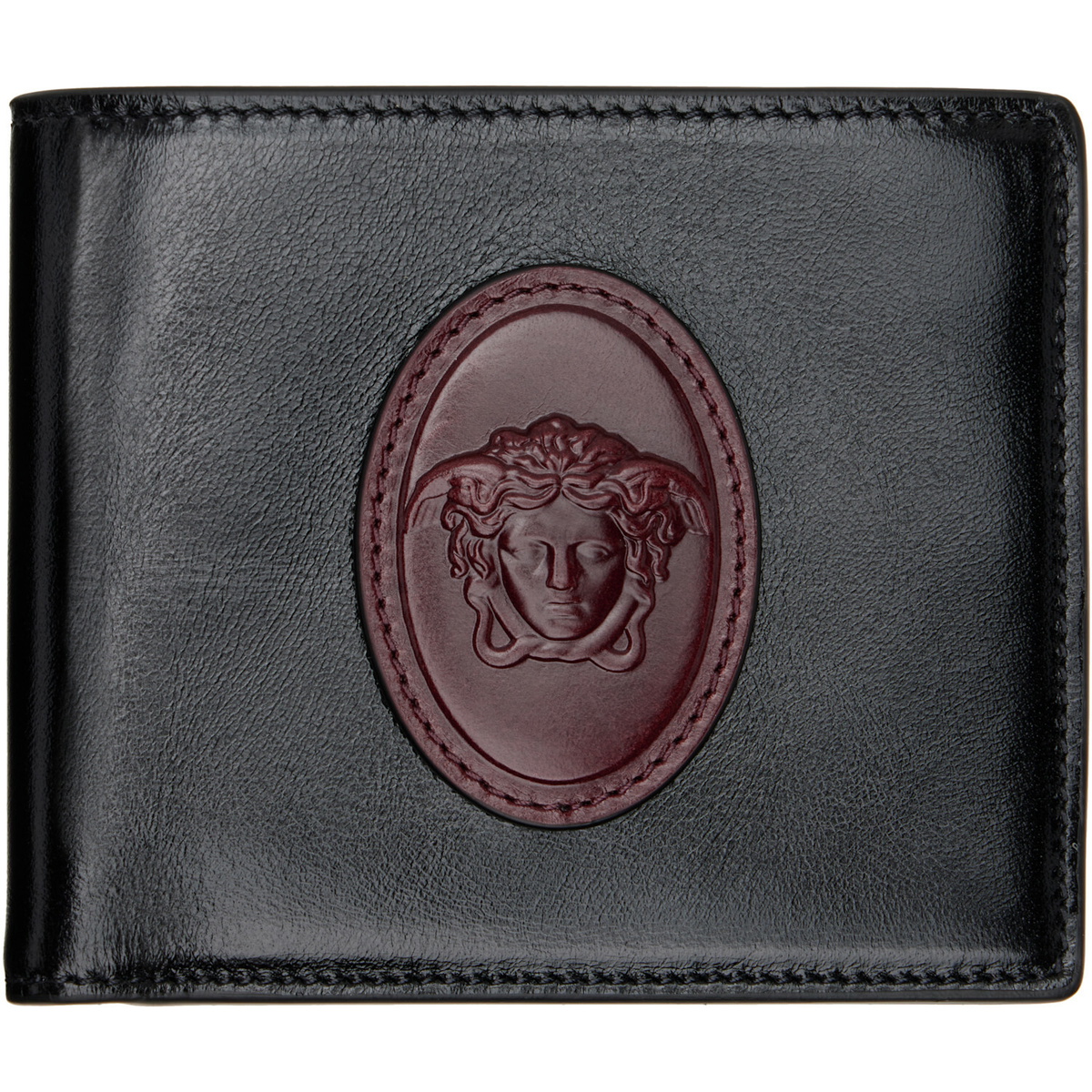 Versace Black & Brown Roomy Leather Bifold Wallet