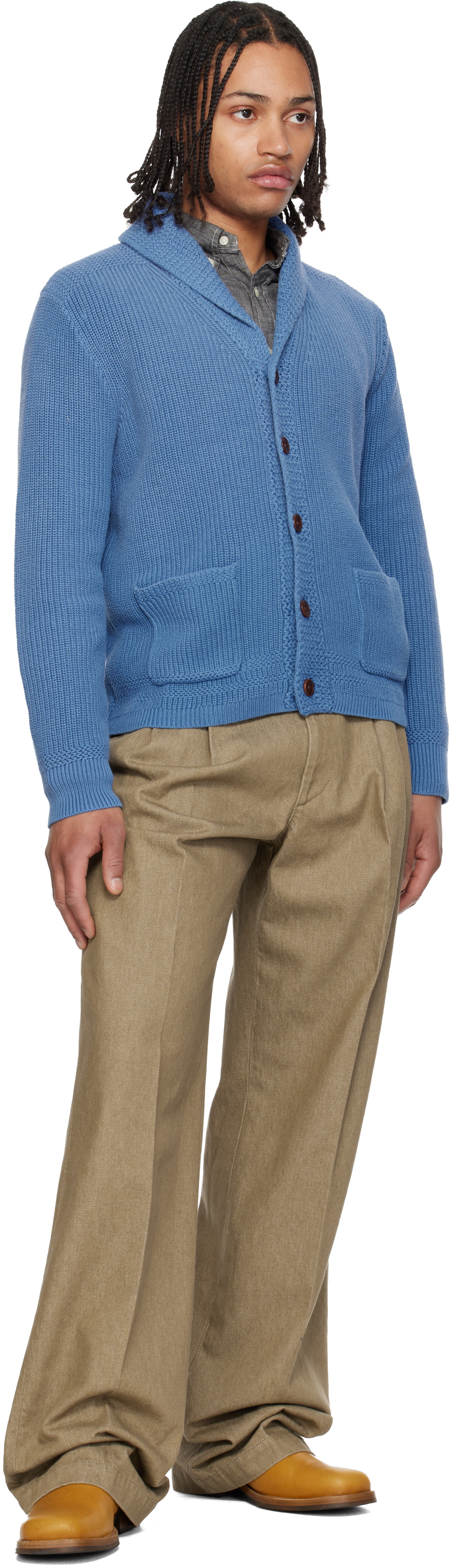 Polo Ralph Lauren Blue Cotton Shawl-Collar Cardigan