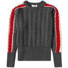 Thom Browne Tricolour Sleeve Stripe Crew Cable Knit