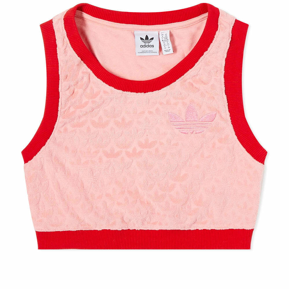 NEW Adidas Originals Women's Trefoil Loose Crop Tank Top BP9379 Ice Pink  White L