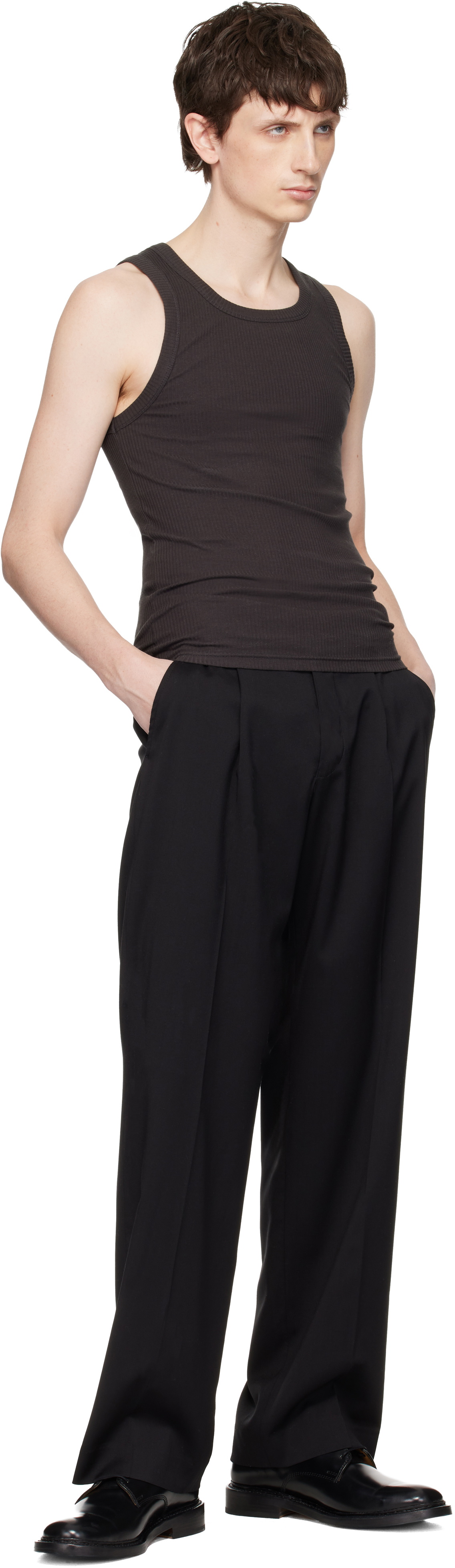 Seventh Black Base Rib Tank Top