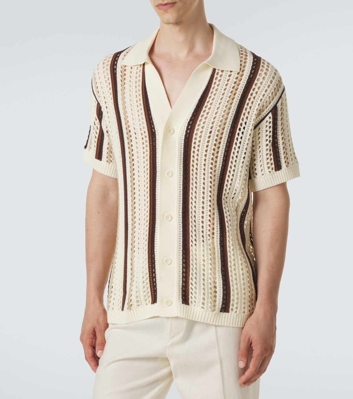 Frescobol Carioca Pinto crochet striped cotton shirt