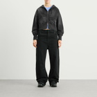 Dime Women's Cropped Zip Hoodie in Black Washed