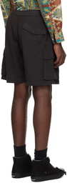 Maharishi Black Hemp Cargo Asym Track Shorts