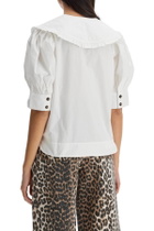 GANNI blouse with exaggerated collar and ruffle White