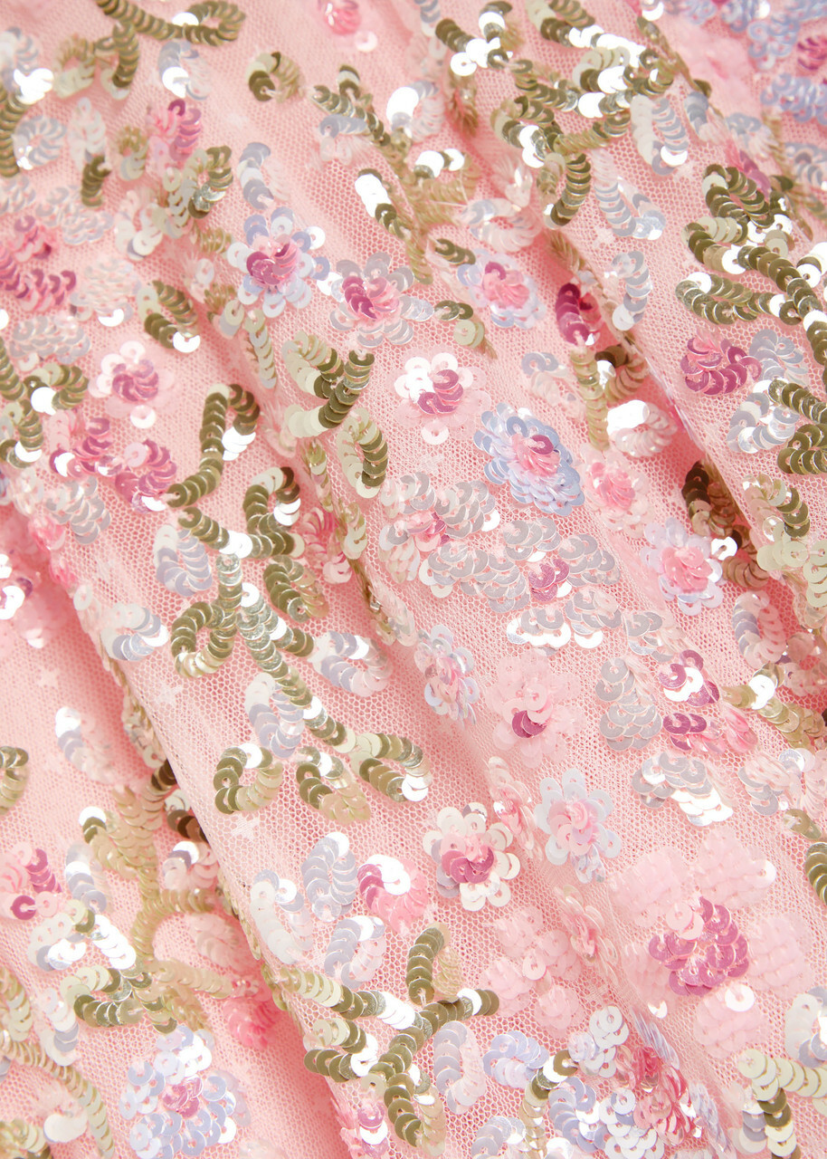 Needle & Thread Dream Garland Embellished Scarf-effect Gown Light Pink