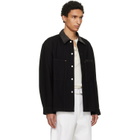 LEMAIRE Black Workwear Leather Collar Denim Overshirt