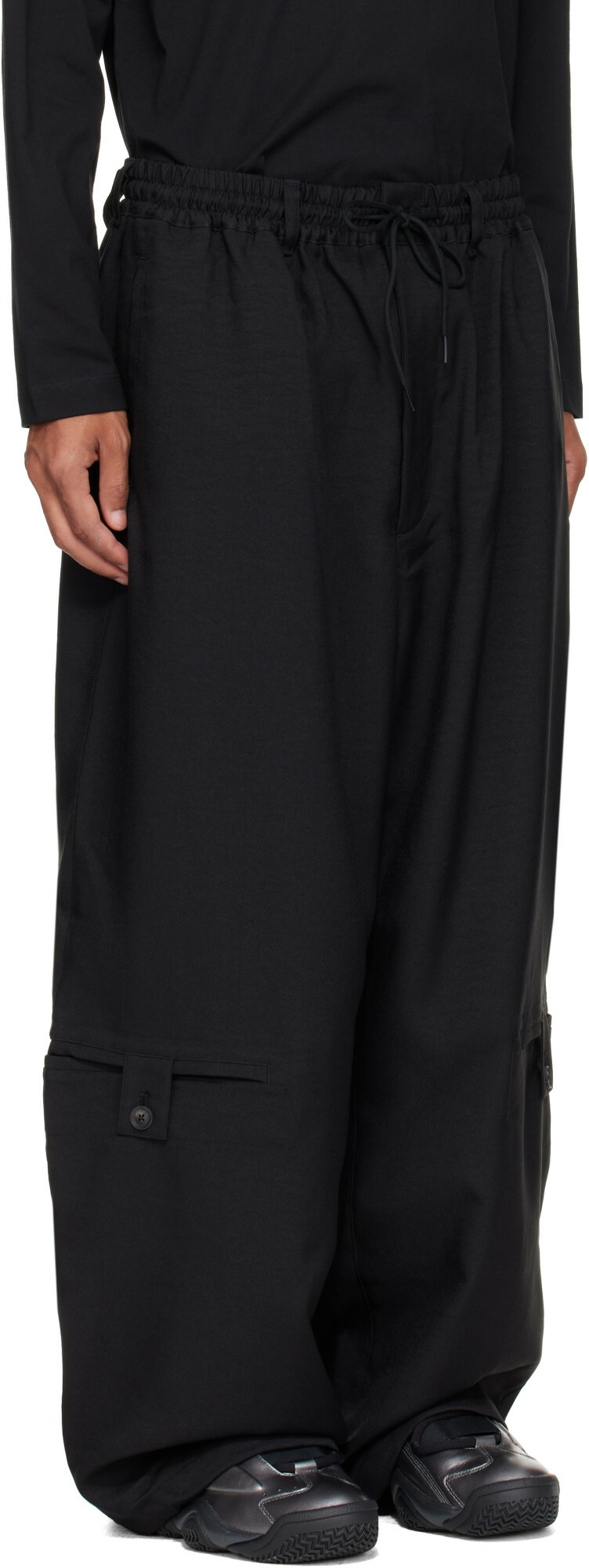 Y-3 Black Sport Uniform Adaptive Length Cargo Pants