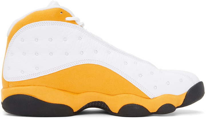 Photo: Nike Jordan White & Yellow 13 Retro Sneakers