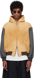 Khoki Beige & Gray Vintage-Effect Work Jacket