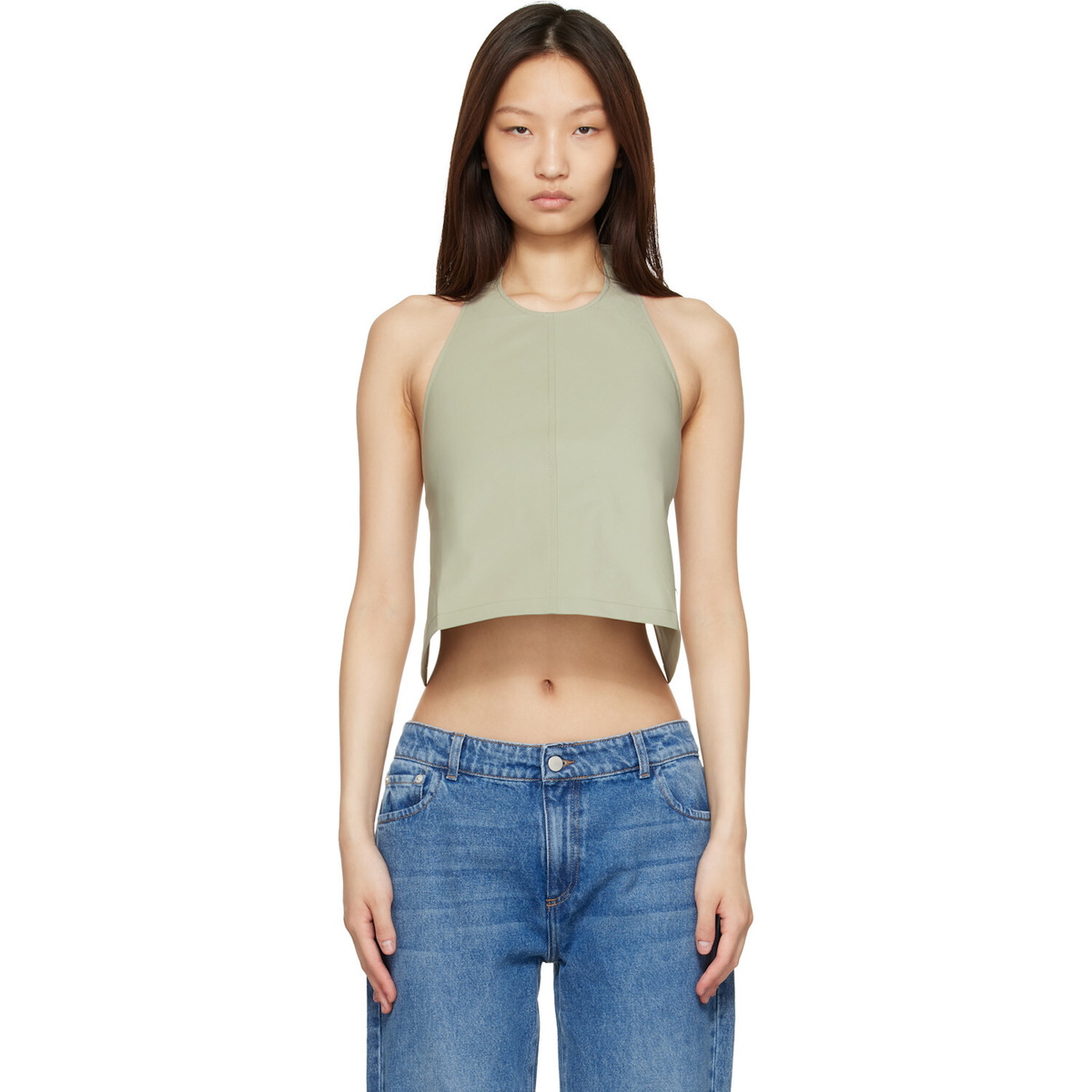 WARDROBE.NYC Taupe Clean Backless Halter Top