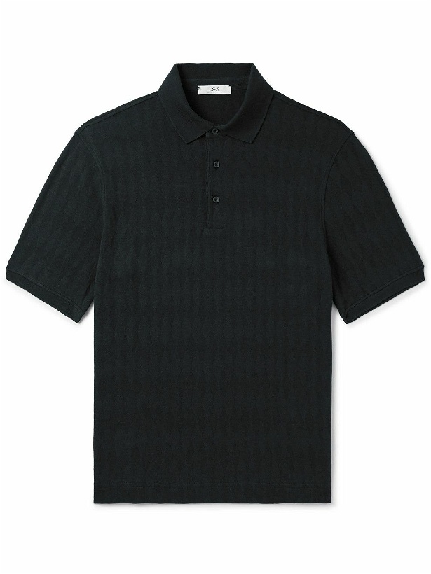 Photo: Mr P. - Golf Checked Organic Cotton-Jacquard Polo Shirt - Gray
