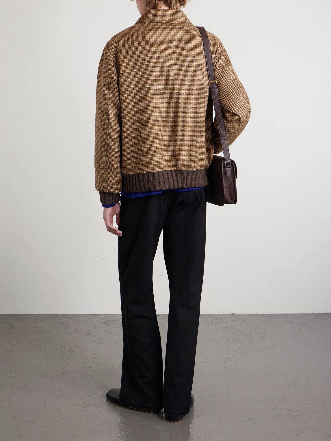 Valentino Garavani - Padded Houndstooth Virgin Wool Bomber Jacket - Brown