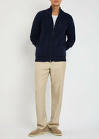 Aurélien Ribbed-knit Wool and Cashmere-blend Cardigan Navy