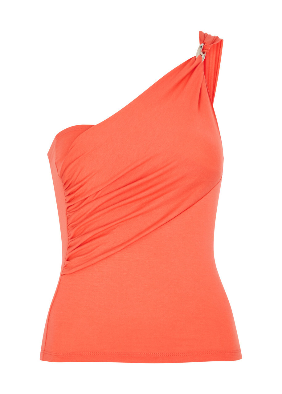 Gimaguas Julia One-shoulder Stretch-jersey top Orange