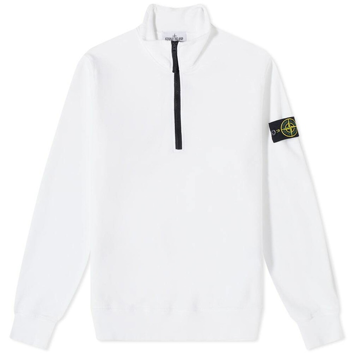 Photo: Stone Island Men's Brushed Cotton Fleece Half Zip Sweat in White