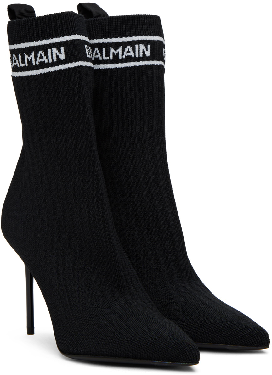 BALMAIN 26S BOOT 75 MM IN BLACK FLYKNIT STYLE 1