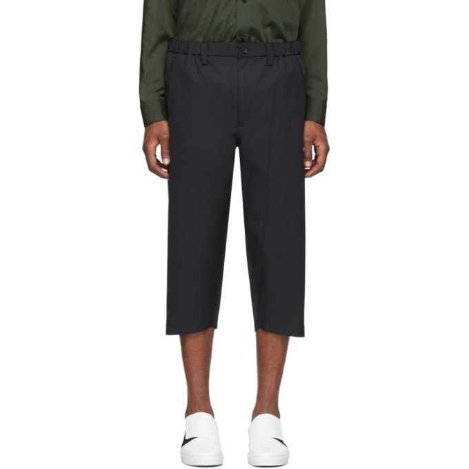 Photo: Issey Miyake Men Black Pleated Cropped Trousers